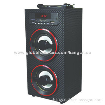 Portable wood Speaker with FM Radio and USB & SD Inputs